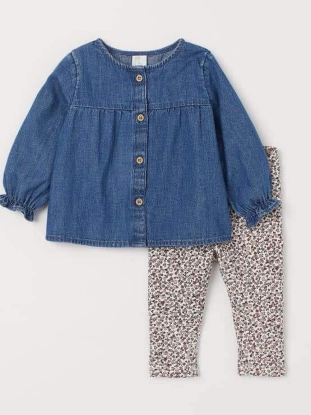 H&M Baby Set with Denim Top and Floral Pants